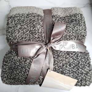 Barefoot Dreams Throw Blanket NEW Grey Heathered Stripe